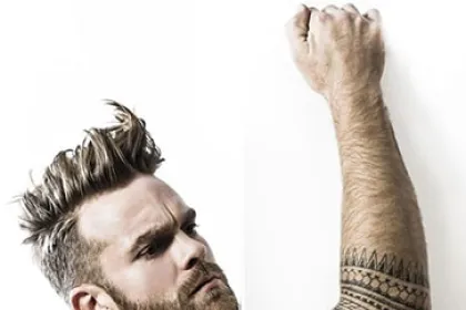 "Guido" Blond venitien ombre et hair cut d'insipration retro destructur-Collection-coiffure-coiffeur-salondecoiffure-barbier-barbershop-aurelien-magnano-IMPERCEPTIBLE HOMME 2014-2015 ©AurelienMagnanoStudios